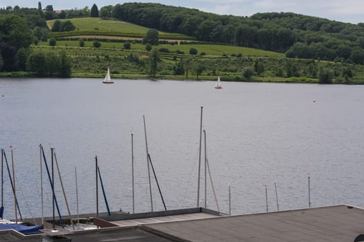 ESSEN  NRW  GERMANY - JUNE 10  2017:.Essen in Germany, panoramic view from Baldeney Lake (Baldeneysee)