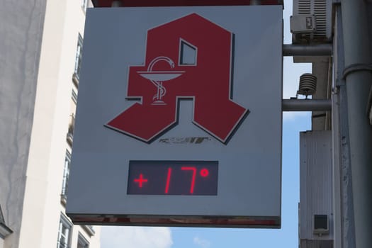 DUESELDORF,NRW, Germany - APRIL 02, 2017.Advertising sign of a pharmacy at a building in Duesseldorf.