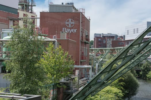 WUPPERTAL  NRW  GERMANY - JULY 31  2017:.The Bayer AG plants located in Wuppertal Elberfeld on both sides of the river Wupper develops and produces pharmaceutical products.