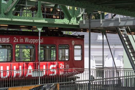 WUPPERTAL  NRW  GERMANY - JULY 31  2017:. Suspension railway in the station Wuppertal Vohwinkel.Die Hochbahn is used for public transport.