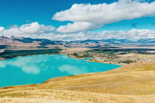 amazing landscapes viewed from Tekapo observatory, New Zealand