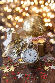 Colorful festive decorations for Christmas and a Happy New Year