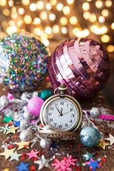 Colorful festive decorations for Christmas and a Happy New Year