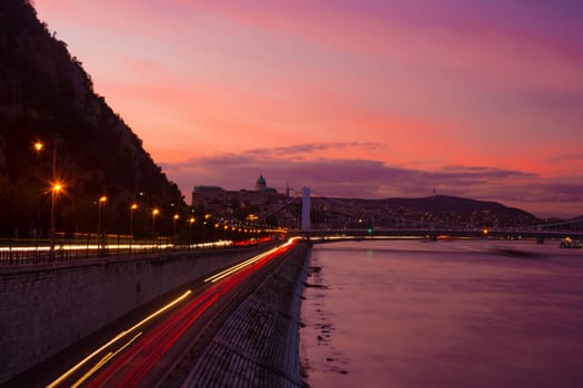 Cityscape of Budapest city in Hungary at evening.