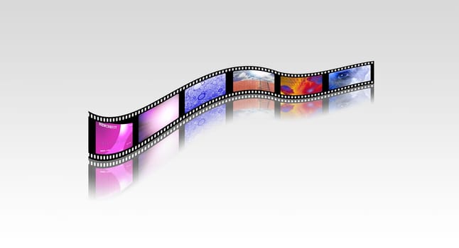 Film strip of surreal and abstract footage. 3D rendering