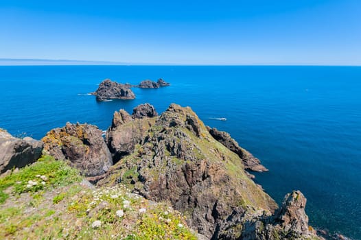 Rocks at Ortegal Cape, Vixia Herbeira Cliffs  Ortigueira  Spain. Seascape.