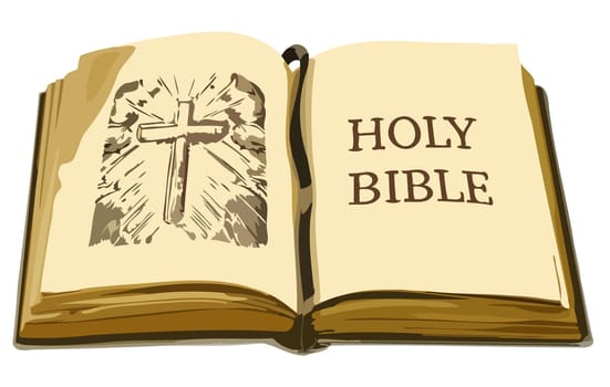 holy bibble god cross faith spiritual christian heaven open illustration