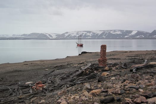 Sailship at Svalbard Coast