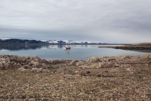 Sailship at Svalbard Coast