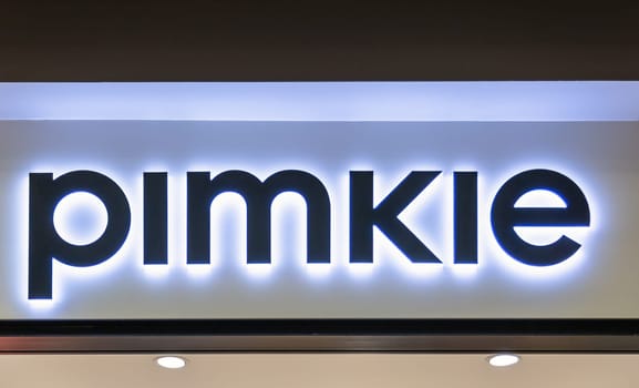 WETZLAR, GERMANY - AUGUST 08, 2017: Pimkie store logo in WETZLAR Forum. Pimkie is privately owned a fast fashion label for young women's clothing.