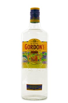 HUETTENBERG, GERMANY - September 8, 2018: Gordon's is a brand of the world's best selling London Dry gin. It is owned by the British spirits company Diageo.