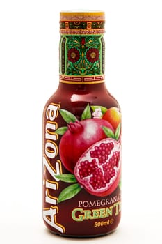 HUETTENBERG, GERMAN, HESSEN - July 19, 2018: Arizona Iced tea soft drink on white background