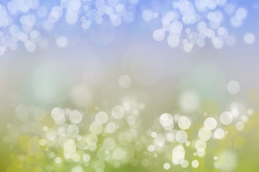 Abstract blurred green blue gradient pastel background texture with white bokeh circles.
