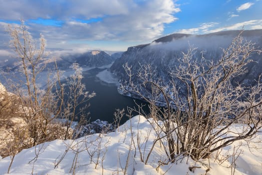 landscape in the Danube Gorges. Cazanele Mari seen from the Romanian side