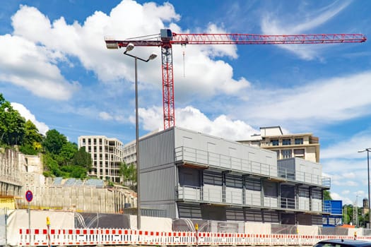 Container on construction site in Wiesbaden Germany city
