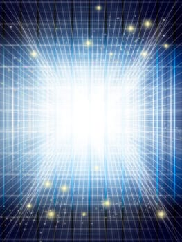 Abstract background of technology concept with glowing structural blue light manipulation