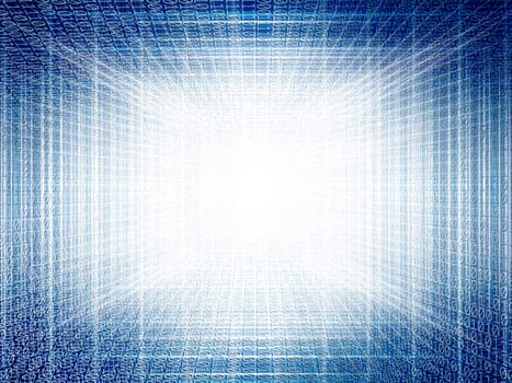 Abstract background of technology concept with glowing structural lights and binary code of one and zero