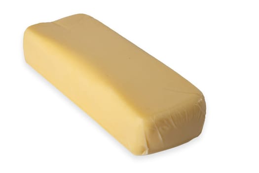 Chunk of fresh Kashkaval cheese isolated on white background