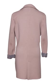 Woman coat isolated. Stylish womens pink coat isolated on a white background. Spring and autumn fashion.