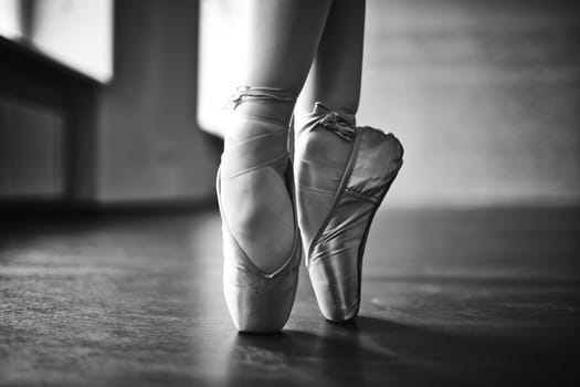 Feet of dancing ballerina