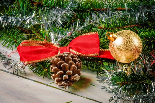 Red christmas glass bauble isolated on white