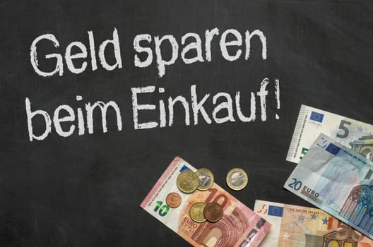 Table with money - save money when shopping
