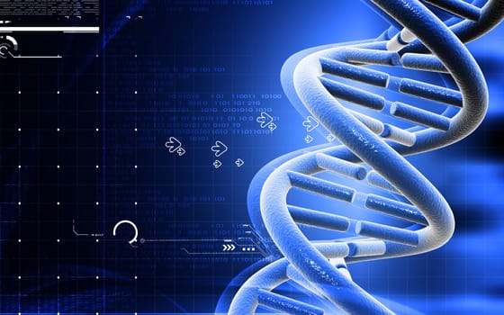 Digital illustration DNA structure in colour background