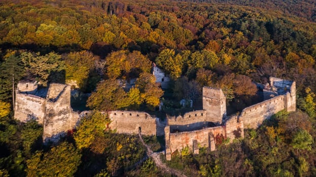 Medieval fortified saxon fortress in Saschiz village. Transylvania, Romania. It was built by the ethnic German Transylvanian Saxon community.