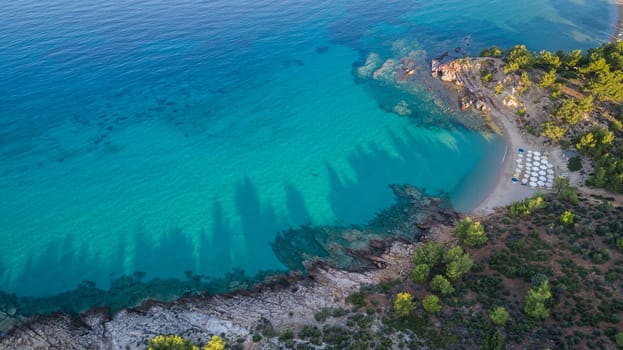 aerial view of Notos beach. Thassos island, Greece