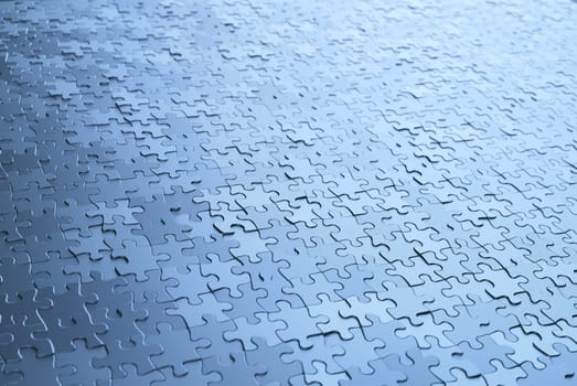 3D illustration abstract background. Image of puzzle pieces in chrome gray metal.