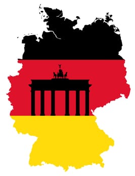 brandenburg gate map germany flag illustration
