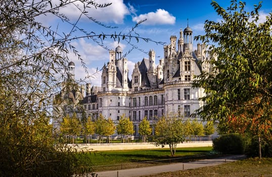 Chateau de Chambord, the largest royal Renaissance french castle in Loire Valley, France