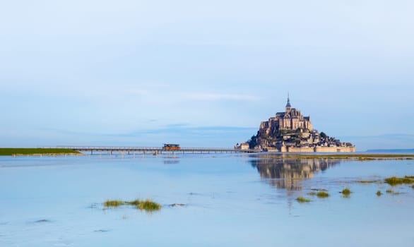 Mont-Saint-Michel in clear morning light, Normandy, France