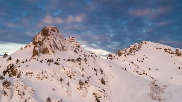 mountain top in winter. Ciucas Mountains Romania.