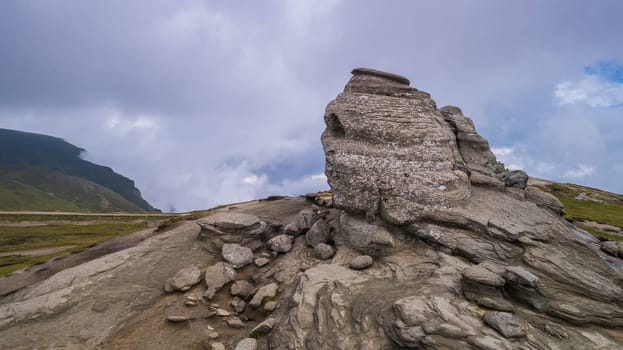 The Sphinx natural rock formation in Bucegi Mountains, Romania
