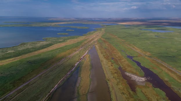 aerial view of Danube Delta, Romania, Europe