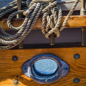 Rigging on the deck of an old sailing ship
