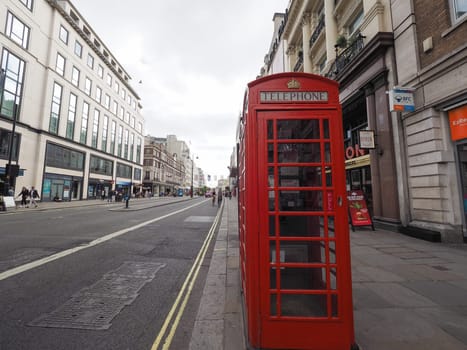 LONDON, UK - CIRCA JUNE 2018: Traditional red telephone box