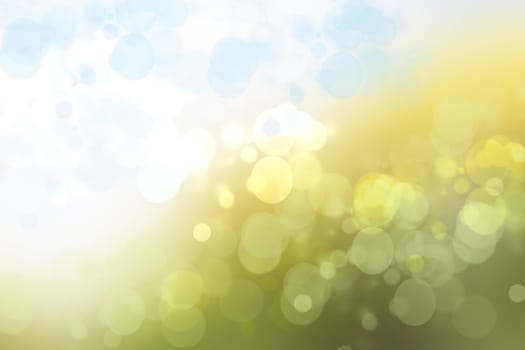 Abstract blurred green white gradient pastel background texture with colorful bokeh circles.