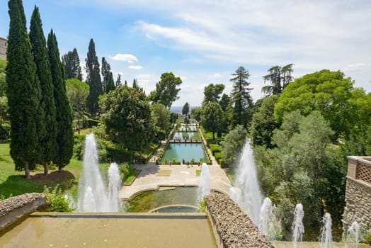 Wonderful landscape in Tivoli, Italy, with a nice blue sky
