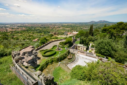 Wonderful landscape in Tivoli, Italy, with a nice blue sky