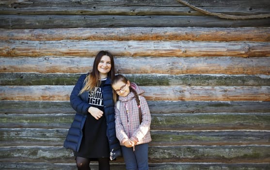 Vintage family portrait. Space for text.