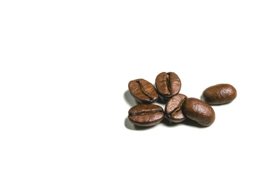 Roasted coffee beans isolated on white background