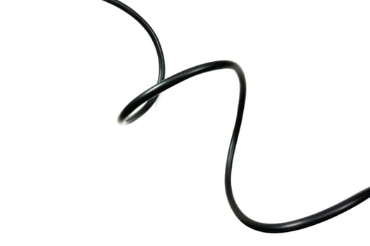 black wire cable isolated on a white background abstraction.