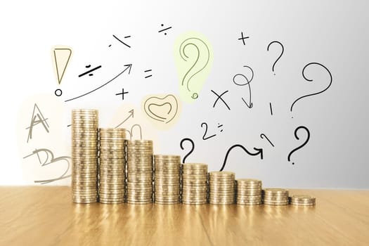Saving money concept with money coin stack growing for business.