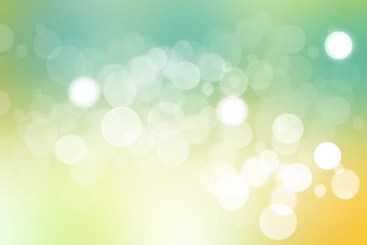 Abstract blurred green yellow gradient pastel background texture with white bokeh circles.