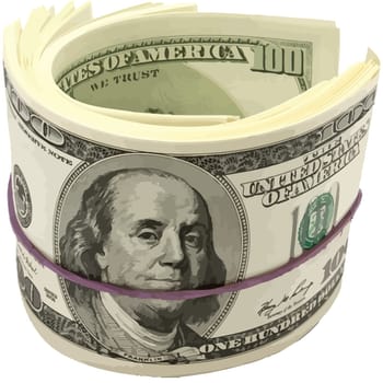 bill folded up united states dollar banknote cash currency illustration