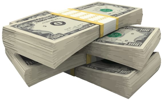 bill united states dollar banknote pile cash currency illustration
