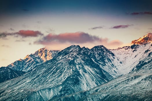 Snowcapped Mt. Cook Peak during Sunset in Mt. Cook National Park, magnificent rugged mountain with snow and ice, South Island, New Zealand