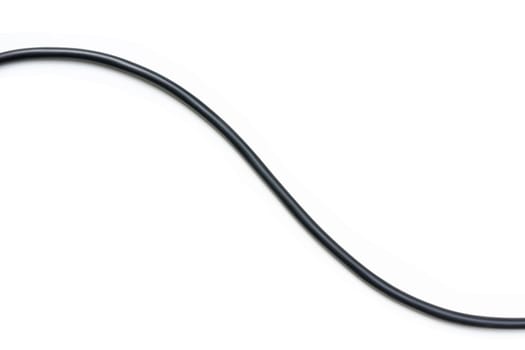 Black wire cable isolated on a white background abstraction.